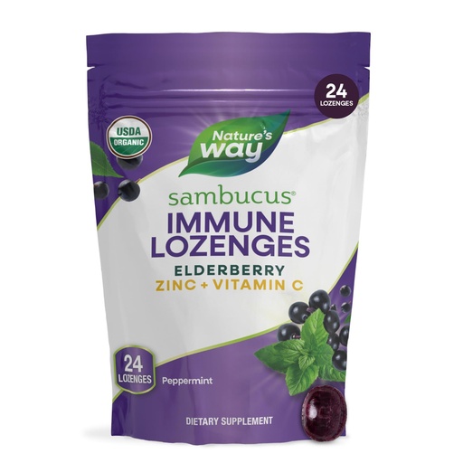 [BRSWGZD2PIHB6FLL] Nature's Way Sambucus Zinc Lozenges with Elderberry and Vitamin C, Peppermint Flavored, 24 Lozenges