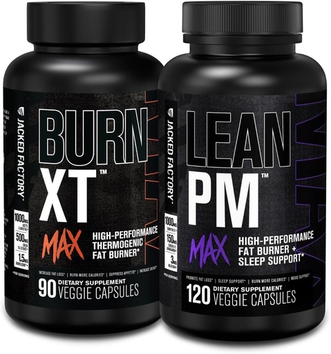 [BRSROCAZBN4AOFYY] Jacked Factory Burn-XT Max - Thermogenic Fat Burner & Appetite Suppressant (90 Capsules) & Lean PM Max High-Performance Weight Loss, Fat Burner, & Appetite Suppressant (120 Capsules)