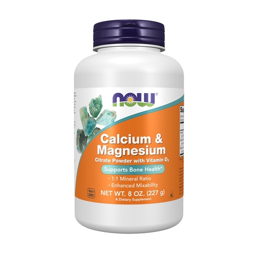 [BRSWIYT3CMOGE3IV] NOW Foods Supplements, Calcium & Magnesium Citrate Powder with Vitamin D3, Supports Bone Health*, 8-Ounce