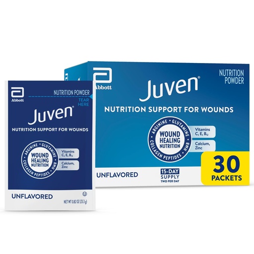 [BRSWG23YDF6WGYLK] Juven Therapeutic Nutrition Drink Powder Including Collagen Peptides, Amino Acids, and HMB For Wound Healing Support, Unflavored, 30 Packets