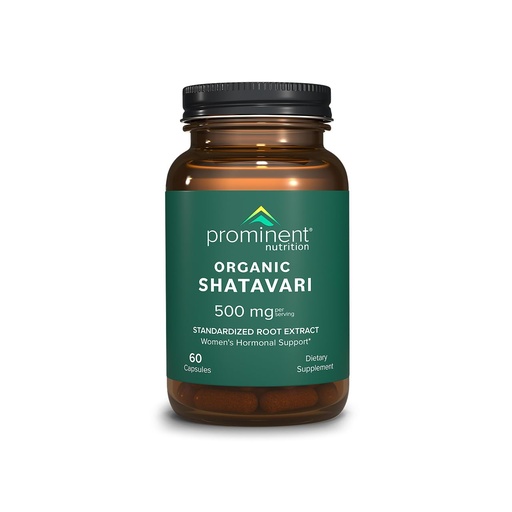 [BRSRAFT4O4BBGDYY] Prominent Nutrition Organic Shatavari Capsules, Hormone Support for Women, 500 mg, 60 Count, Standardized Root Extract Formulated for Women’s Health - 1 Pack