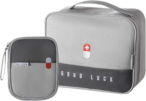 [BRSWYHY7CQIGODI2] Empty First Aid Bags Travel Medical Supplies Insulated Medicine Bag Convenient Safety Kit Suit for Family Outdoors Hiking Camping Car Office Workplace,Grey