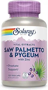[BRSWIYTYCUPRCG3O] SOLARAY Saw Palmetto and Pygeum - Saw Palmetto for Men and Pygeum Bark - with Zinc, Vitamin B6, Pumpkin Seed and Amino Acids - Prostate Supplements for Men w/Beta Sitosterol, 30 Servings, 120 VegCaps