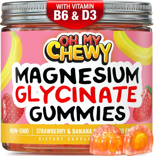 [BRSROA36OEMWYD3D] Center-Filled Magnesium Glycinate Gummies 400MG - High Absorption for Kids, Teens & Adults - Supplement for Sleep, Calm & Muscle Relaxation with B6 & D3 - Gluten Free & Vegan Friendly - 60 Count