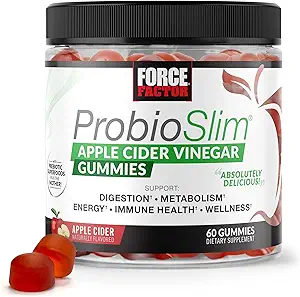 [BRSW2ZALAEDQY232] Force Factor ProbioSlim Apple Cider Vinegar Gummies with Organic LactoSpore Probiotics and Prebiotics to Support Digestion, Metabolism, and Immune Health, 60 Gummies