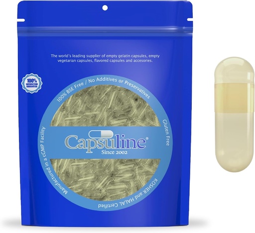 [BRSRO2YPBYPRQHTH] Capsuline Safflower Colored Size 00 Empty Vegan Capsules Yellow/Yellow - 1000 Count - Vegetarian Empty Pill Capsules - DIY Vegetable Capsule Filling - Veggie Pill Capsules - Kosher and Halal Certified