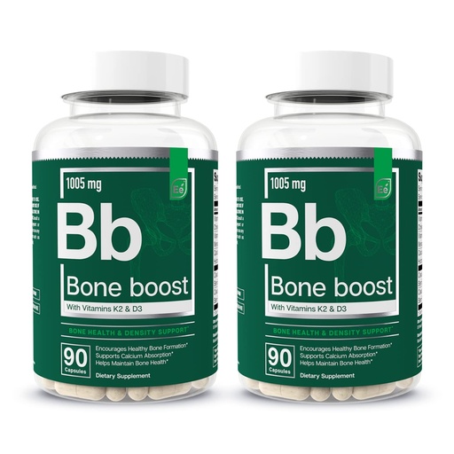 [BRSW2BINCF7QADTX] Essential Elements Bone Boost Bone Health Supplement - Bone Support and Calcium Supplement with Vitamin D 3, K2, Cissus Quadrangularis for Bone Strength - 180 Capsules (60 Day Supply) (2-Pack)