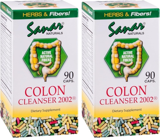 [BRSWGZICOUJWGADX] Sanar Naturals Colon Cleanser, 90 cápsulas (2 Pack) - Fibra dietética, Herbal y Probióticos Blend, Apoyo Digestivo, Colon Cleanse Suplemento para Hombres
