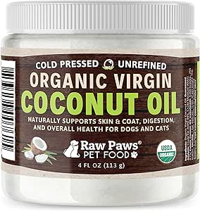 [BRSWGYY3OUDRQYI6] Raw Paws Organic Virgin Coconut Oil for Dogs & Cats, 4-oz - Supports Immune System, Digestion, Oral Health, Thyroid - All Natural Allergy Relief for Dogs - Hairball Relief