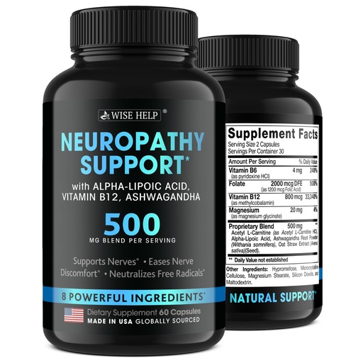 [BRSW2GQRC4DRAHTU] Neuropathy Support Natural Nerve Discomfort Relief - Made in USA - Nerve Antioxidant for Trigeminal Neuralgia, Diabetic & Peripheral Neuropathy - Hands, Neck, Feet & Toes Treatment Formula - 60 Caps
