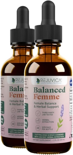 [BRSWGZYBOYPGEDT6] Rejuvica Health Balanced Femme - Menopause Support for Hot Flashes &amp; Female Balance - Liquid Delivery for Better Absorption - Black Cohosh, Dong Quai, Vitex, Maca Root &amp; More!