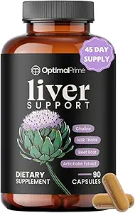 [BRSROBQDCUAR43LF] Optimal Prime Liver Cleanse Detox & Repair, Milk Thistle Supplement, Liver Detox, Liver Supplement, Liver Support, Dose for Your Liver, Artichoke Extract, Beetroot, Zinc, Choline - 90 Capsules