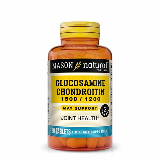 [BRSWI2QPAABAY23Y] MASON NATURAL Glucosamine Chondroitin 1500/1200 2 Per Day with Vitamin C - Supports Joint Health, Improved Flexibility and Mobility*, 90 Capsules