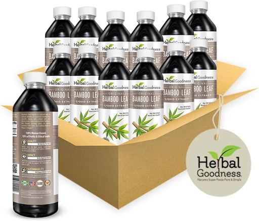 [BRSWGBQOCAPQMYDF] Bamboo Leaf Extract Liquid 12oz - Harness The Power of Nature for Skinand Hair Health - Rich in Silica for Stronger Nails, Organic, Non-GMO - Pure Liquid Vitality Herbal Goodness