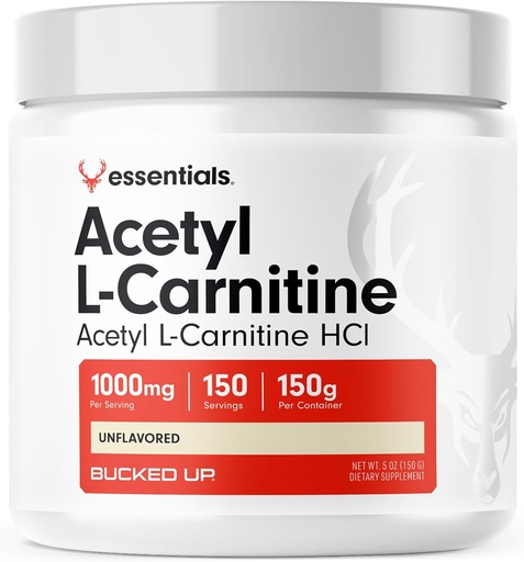 [BRSROFI2BABA43TD] Bucked Up Acetyl L-Carnitine 1000mg Powder, Essentials (150 Servings, 150g per Container)