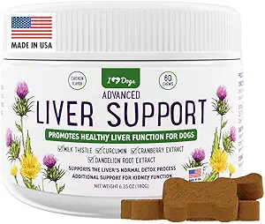 [BRSROEI2BYPQ2EY7] iHeartDogs Advanced Milk Thistle Liver Supplement for Dogs - Dog Liver Support with Milk Thistle, Turmeric Curcumin, Cranberry & Dandelion Root Extract