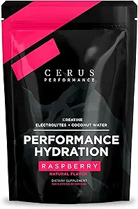 [BRSRAELYO4NROA3A] Cerus Performance - Performance Hydration Electrolyte Powder – Raspberry Flavor, 5g Creatine Monohydrate, 500mg Coconut Water Powder – Supports Endurance, Muscle Recovery & Keto 30 Servings