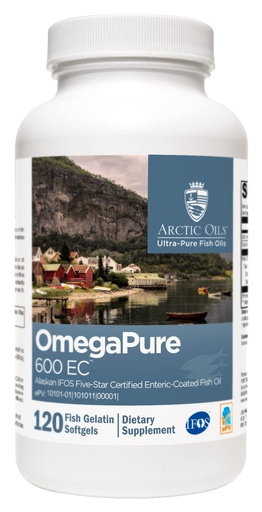 [BRSWIFD2AR6R22LI] XYMOGEN OmegaPure 600 EC - Cardiovascular & Brain Support - IFOS Five-Star Certified Fish Oil - DHA EPA Omega-3 Supplement - Enteric Coated Softgels - 120 Softgel Tablets