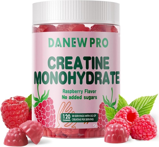 [BRSROCQEBN7WCELO] Creatine Monohydrate Gummies for Men & Women-5g of Creatine Monohydrate per Serving - Sugar Free,Vegan, Raspberry Flavor, 120 Count