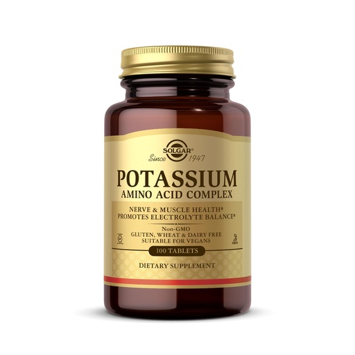[BRSWIYQTPMIBY2YZ] Solgar, Potassium Amino Acid Complex Tablets, 100 Count