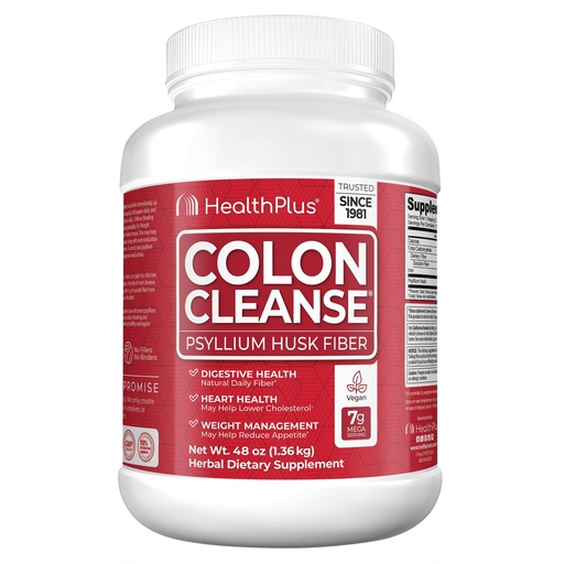 [BRSWIYYZB4BROALC] Health Plus Colon Cleanse Digestive Support | All Natural Daily Fiber for Toxin Elimination To Reduce Bloating | Supports Heart Health | 48 Ounces, 194 Servings