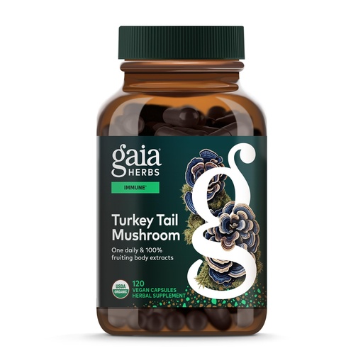 [BRSRMAA5PJ5GADIU] Gaia Herbs Turkey Tail Mushroom - Traditional Immune Support & Liver Health Supplement* - with Organic Turkey Tail Mushroom Fruiting Body Extract - 120 Vegan Capsules (120 Servings)