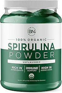 [BRSW2Z35O4OWK2Y3] Spirulina Powder Organic 1lb -129 Servings 3.5g Serving Size - USDA Certified - RAW Nutrient Dense Over 70% Protein Per Serving - Purest Source Vegan Protein - Superfood