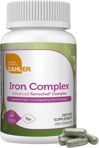 [BRSRMCYOCUPWKFLB] Zahler Iron Complex, Advanced Ferrochel® Complex, 250 Capsules