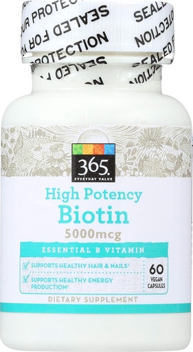 [BRSWGZQEAQGQME3L] 365 by Whole Foods Market, High Potency Biotin 5000mcg, 60 ct