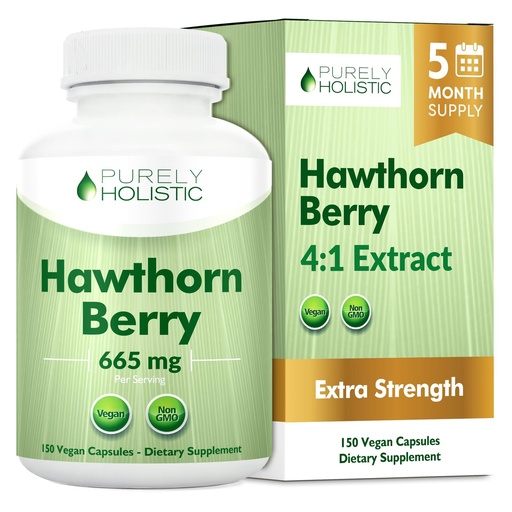 [BRSRMEIOBN6GADQ3] Purely Holistic Hawthorn Berry 665mg per Serving- 150 Vegan Capsules - 5 Month Supply - Non-GMO Hawthorne Supplement - Supports Cardiovascular & Digestive Health