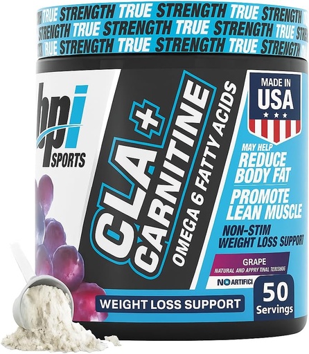 [BRSRAGDYCJ4AMG37] BPI Sports CLA + Carnitina - CLA L Carnitina e ácido linoleico - L Carnitina Suplemento para a perda de peso, Metabolismo e músculo Lean - cafeína libre - Grape - 50 porcións - 12,34 oz