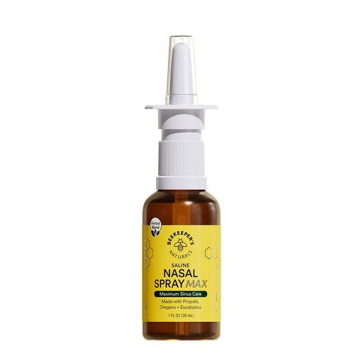 [BRSRMA34BEBQGDQZ] Beekeeper's Naturals Propolis Nasal Rinse Spray Max, Relief for Adults w/Eucalyptus, Oregano & Saline, Clears Nasal Congestion, Moisturizes Sinus Canal, & Decongest Sinus Cavities, 1 fl oz