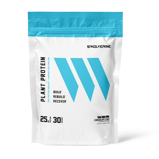 [BRSW2CQKOAFGKHT7] Swolverine Plant Protein | 100% Vegan, Plant-Based Protein Powder, Pea Protein Isolate, Pumpkin Seed Protein, 25G Protein, 30 Servings Chocolate Cake Flavor (Chocolate Cake)