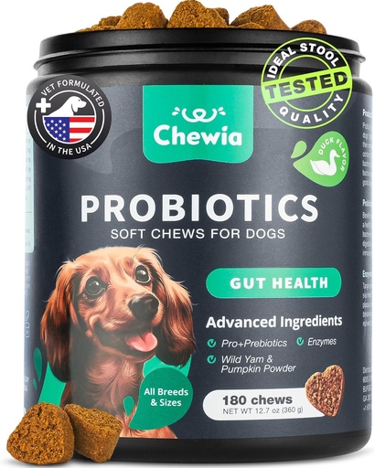 [BRSROGAKAR6AKYA7] Probiotics for Dogs Gut Health, Digestion, Immunity, Yeast Balance, Itchy Skin, Allergies Support - Dog Probiotic Chews with Digestive Enzymes for Gut Flora- Soft Treats with Pumpkin and Yeast Powder