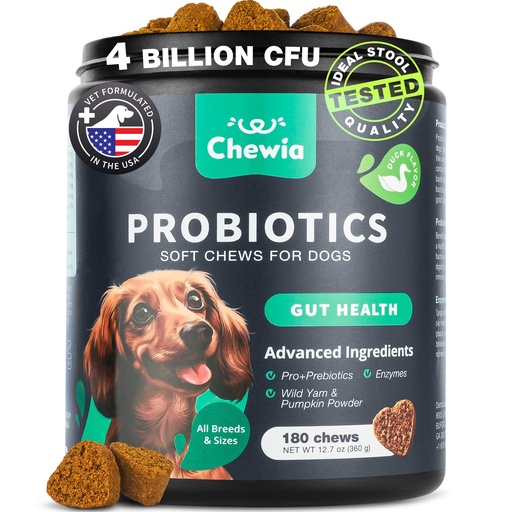 [BRSROGAKAR6AKYA7] Probiotics for Dogs Gut Health, Digestion, Immunity, Yeast Balance, Itchy Skin, Allergies Support - Dog Probiotic Chews with Digestive Enzymes for Gut Flora- Soft Treats with Pumpkin and Yeast Powder