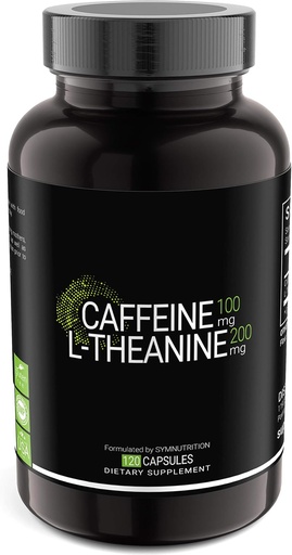 [BRSWYZY2CQNWKHT5] SYMNUTRITION Caffeine 100mg, L-Theanine 200mg — 120 Count (V-Capsules) / 120 Servings: Manufactured in a cGMP-Registered Facility in USA; Vegan & Gluten Free