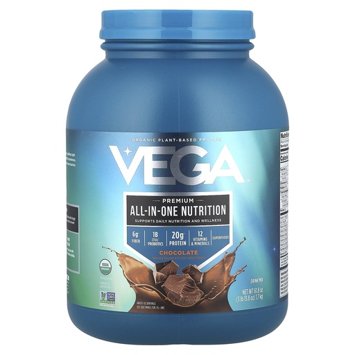 [BRSWG2YDAF7RYDYY] Vega All-in-One Nutrition Organic Vegan Protein Powder – Chocolate, 20g Protein Meal Replacement Shake– 3.86 lbs (42 Servings)