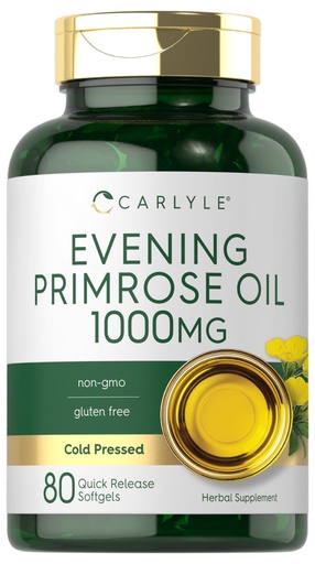 [BRSROZL4CIBBAHTP] Carlyle Evening Primrose Oil Supplement 1000mg | 80 Softgel Capsules | Non-GMO & Gluten Free