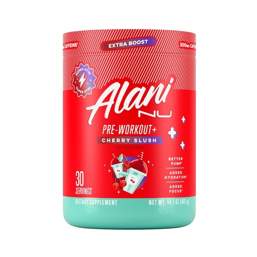 [BRSROAIZBYMQMCA7] Alani Nu Pre Workout+ Powder Cherry Slush, Extra Boost, Sugar Free, 300mg Caffeine, L-Theanine, Beta-Alanine, Citrulline, 30 Servings