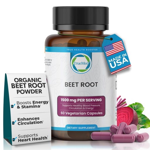 [BRSROH37CMGWEFDJ] Organic Beetroot Capsules – 1500mg Beet Root Supplements for Blood Pressure, Energy & Circulation Support | Natural Beet Supplement, Stamina & Endurance | Non-GMO, Vegan, 60 Capsules, USA Made