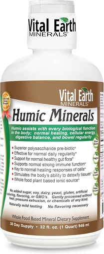 [BRSWIED6CYJQ4YLC] Vital Earth Minerals Humic Minerals – Fulvic Acid Supplement with 70+ Trace Minerals, Electrolytes for Recovery & Balance, 32 Oz + 1 Oz Cup