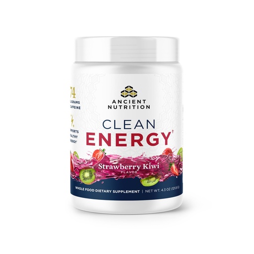 [BRSRAGQ6OQPQACDA] Ancient Nutrition Clean Energy Powder, Strawberry Kiwi, Supports Healthy Energy and Cognitive Health, Promotes Mental Alertness and Focus, 30 Servings