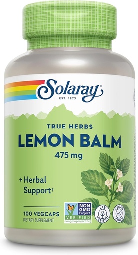 [BRSWIYQAO4FQ4ET2] SOLARAY Lemon Balm Aerial 475 mg - Healthy Mental Calm and Relaxation and Rest Support - Whole Aerial for Full Nutrient Profile - Non-GMO, Vegan - 100 Servings, 100 VegCaps