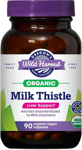 [BRSWIYQYOAPGKFTI] Oregon's Wild Harvest Certified Organic Milk Thistle USDA Certified Organic Herbal Supplement, 90 Count