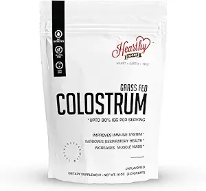 [BRSWYBAQDN5RYF3K] HEARTHY FOODS Bovine Colostrum Powder - Upto 30% IGG, 90 Servings, Leaky Gut Repair Supplements, Gut Health and Immune Support | Grass-Fed Halal Non GMO, Gluten Free 16Oz 454g