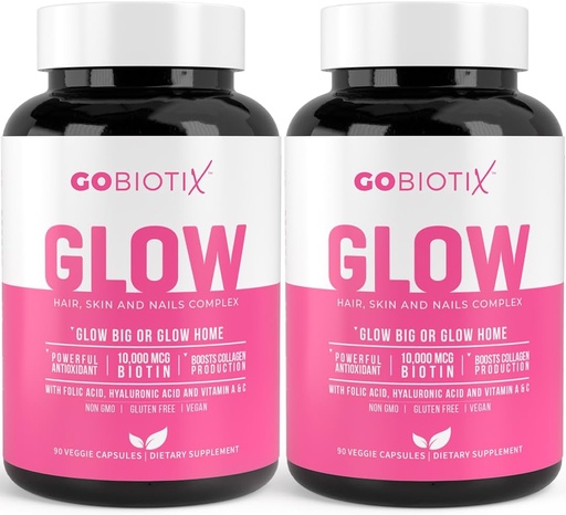 [BRSRAEDRCQNWMCD5] GOBIOTIX Peau et ongles de cheveux Supplément de vitamine - 10000mcg Pilules de biotine avec acide hyaluronique, folate, fer, magnésium et zinc - Production de collagène, croissance des cheveux - 60 portions