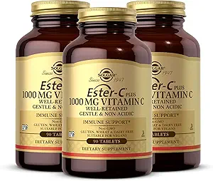 [BRSWIZ35CEARCC3K] Solgar Ester-C Plus 1000 mg Vitamin C (Ascorbate Complex) - 90 Tablets, Pack of 3 - Gentle & Non Acidic - Supports Upper Respiratory Health - Non-GMO, Gluten Free - 270 Total Servings
