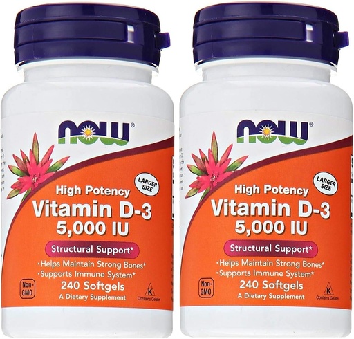[BRSWIHT4BQDRYDA5] Ahora Alimentos Vitamina D3 5.000 UI, 240 softgels (Pack de 2)