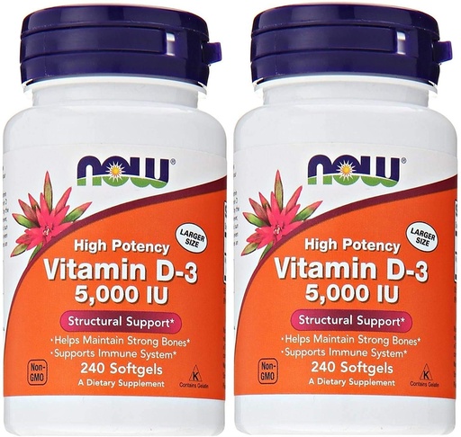 [BRSWIHT4BQDRYDA5] Now Foods Vitamin D3 5,000 IU, 240 softgels (Pack of 2)