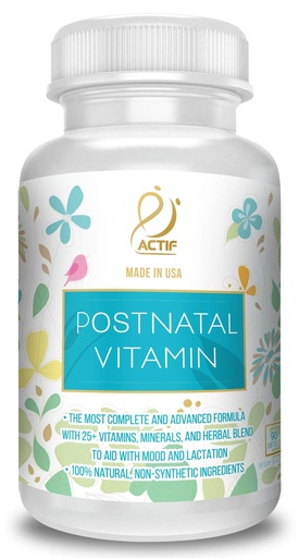[BRSWKFYOCV6BKD3A] Actif Organic Postnatal Vitamin with 25+ Organic Vitamins and Organic Herbs, Nursing and Lactation Supplement, Non-GMO, Made in USA, 90 Count